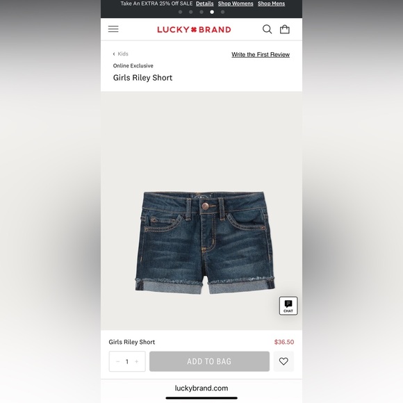 Lucky Brand Girl’s Riley stretch Blue Denim Shorts size 14 (L) - Picture 8 of 10